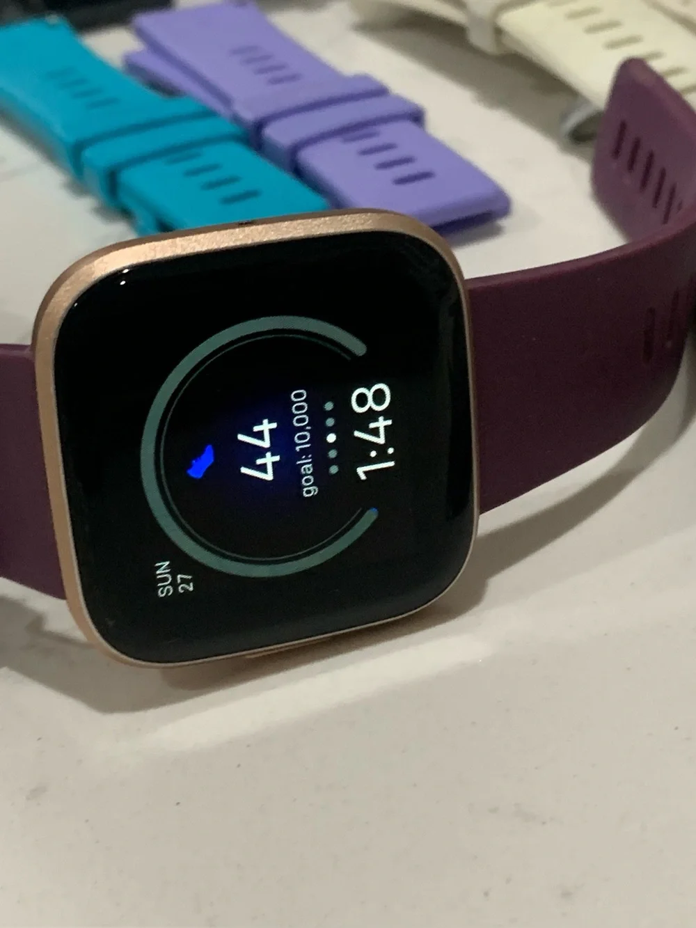 fitbit Versa 2 Plum Silicone Smartwatch with Rose Gold Case